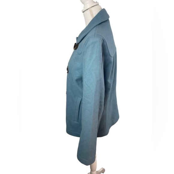 Gap Light Blue Wool Blend Pea Coat with front zip and toggle closure. - Picture 3 of 12